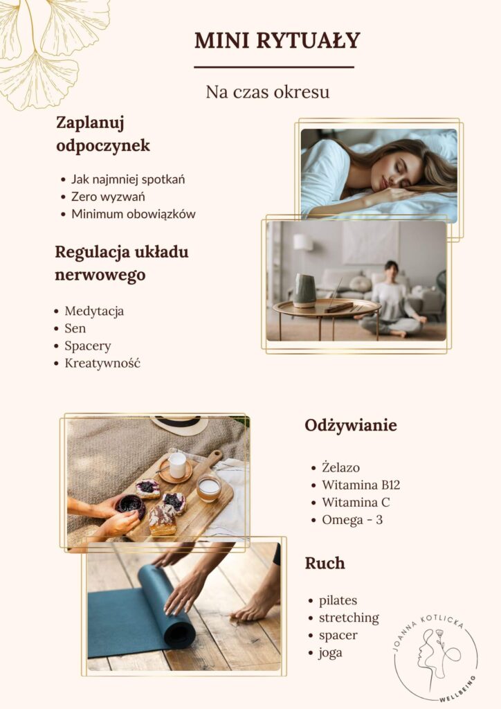 Infografika na temat mini rytuałów w okres